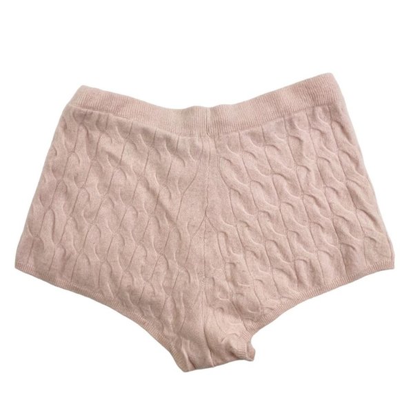 Minnierose Women Sz Medium Baby Pink Soft Cable Knit Soft Cashmere Shorts - Picture 2 of 4